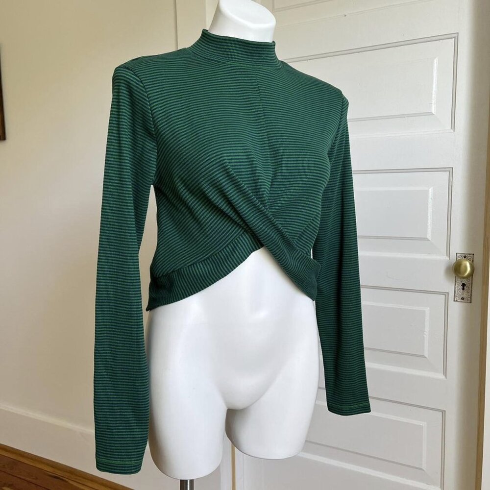 Green Striped Turtle Neck